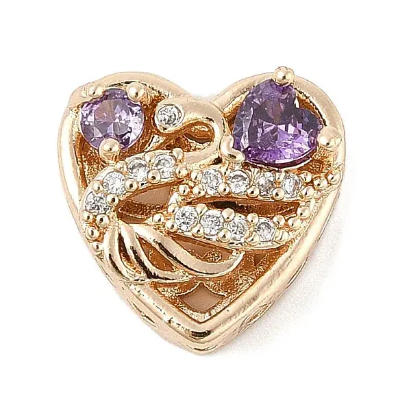 Brass Micro Pave Cubic Zirconia Beads