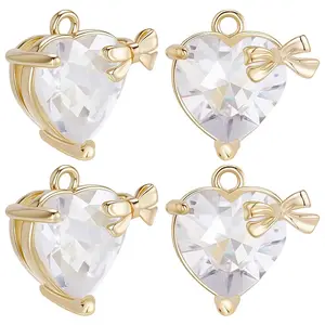 6Pcs Brass Micro Pave Cubic Zirconia Pendants