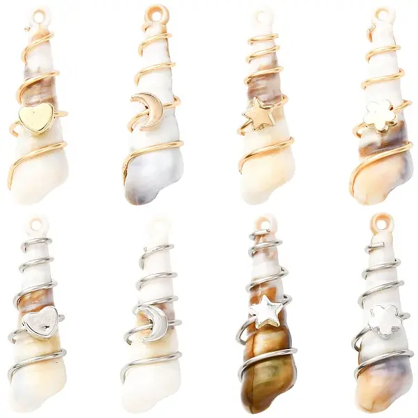 24Pcs 2 Colors Copper & Acrylic & Plastic Pendants