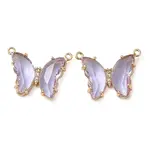 Brass Pave Faceted Glass Connector Charms