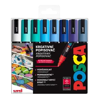 Sada akrylových fixů Uni Posca 5M 1,8-2,5mm 8ks Ocean