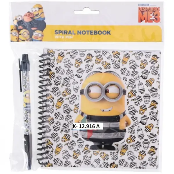 Blok špirála s perom Minions- 8718803178315