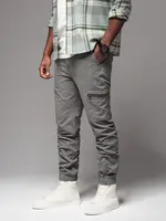 Ombre Men's jogger pants with cargo pockets and print - gray