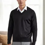 38804 Dewberry Mens V Neck Knit Sweater-BLACK