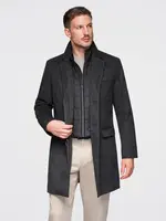 Ombre Unbuttoned men's wool blend coat - graphite