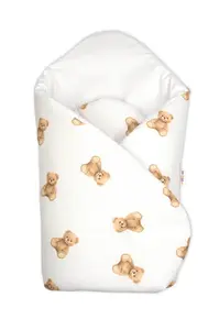Baby Nellys Novorozenecká bavlněná zavinovačka, Míša - bílá s potiskem
