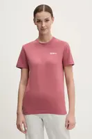 Bavlněné tričko Jack Wolfskin růžová barva