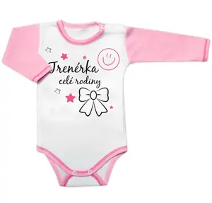 Baby Nellys Body dl. rukáv s vtipným textem, Trenérka celé rodiny, vel. 74