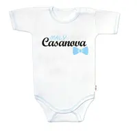 Baby Nellys Body kr. rukáv s vtipným textem, Malý Casanova,vel. 74