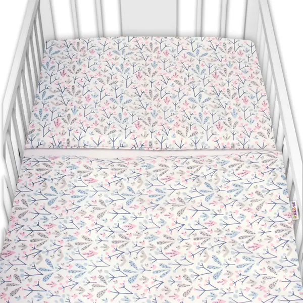 Baby Nellys 3-dílná sada, mantinel s povlečením Kalina - bílá, 135x100 cm