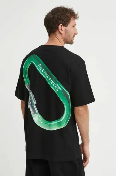 Bavlněné tričko Filling Pieces Carabiner černá barva, s potiskem, 74417051861