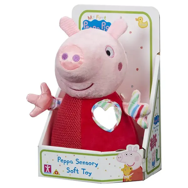 Peppa Pig Smyslová edukační hračka , plyšová, 12,5cm, červená