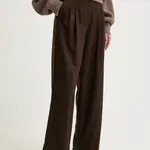 Kalhoty BA&SH dámské, hnědá barva, široké, high waist, 1H24BEDW