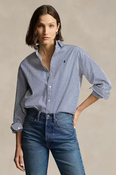 Bavlněná košile Polo Ralph Lauren zelená barva, relaxed, s klasickým límcem, 211910743