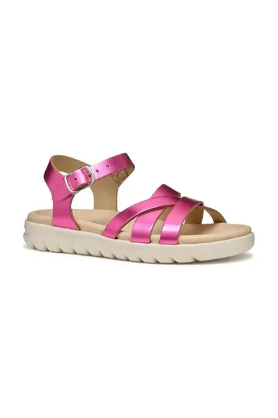 Dětské kožené sandály Geox SANDAL SOLEIMA zlatá barva, J45GSA.000CF