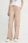 Kalhoty Guess MATEA dámské, růžová barva, široké, high waist, W5RB41 WGX02