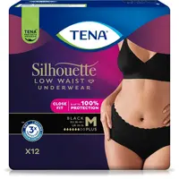 Tena Silhouette Low Waist Black Plus M inkontinenční kalhotky 12 ks