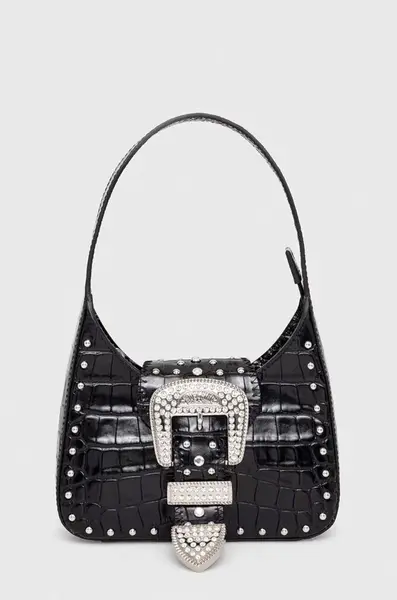 Kožená kabelka Moschino Jeans černá barva