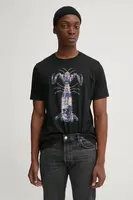 Bavlněné tričko PS Paul Smith černá barva, s potiskem, M2R.011R.PP5083