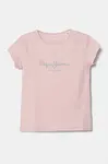 Dětské tričko Pepe Jeans růžová barva