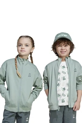 Dětská mikina adidas zelená barva, s potiskem, JF3653