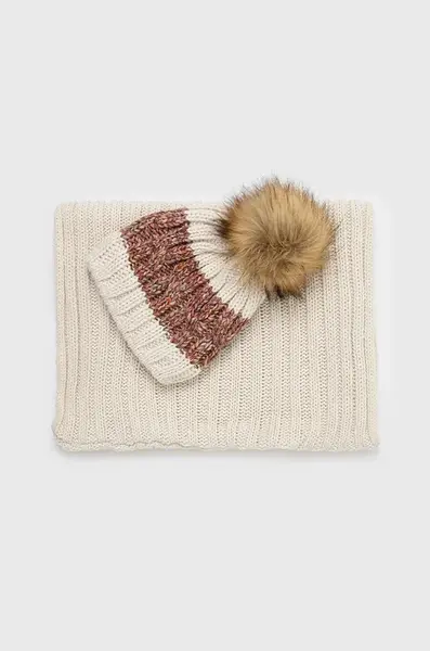 Čepice a nákrčník s vlnou Answear.LAB bílá barva