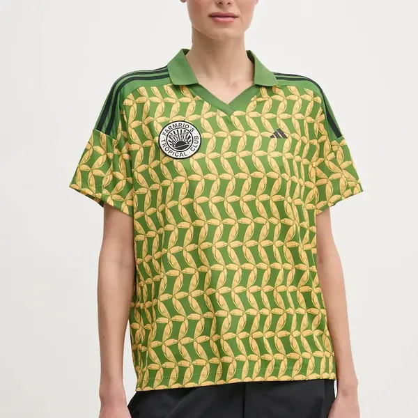 Polo tričko adidas x Farm Rio zelená barva, JD6302