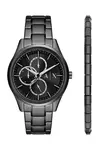 Hodinky a náramek Armani Exchange černá barva