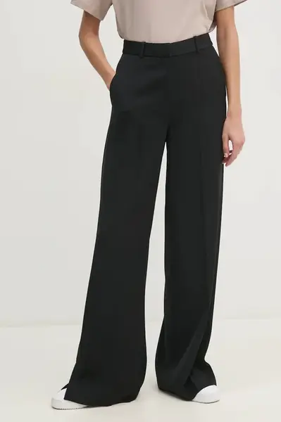 Kalhoty Calvin Klein dámské, černá barva, široké, high waist, K20K207876