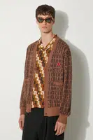 Svetr s příměsí vlny ICECREAM Text Print Cardigan hnědá barva, IC24215