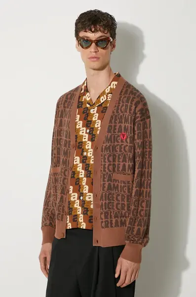 Svetr s příměsí vlny ICECREAM Text Print Cardigan