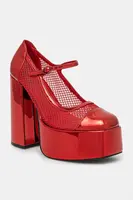 Lodičky Koi Footwear x Rocky Horror Show Regular Frankie Fan Fishnet červená barva, na podpatku, Regular Frankie Fan Fishnet