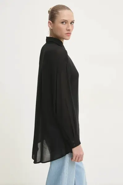 Košile Answear.LAB dámská, černá barva, relaxed, s klasickým límcem