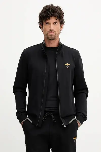 Mikina Aeronautica Militare pánská, černá barva, s aplikací, FE1956UF00459