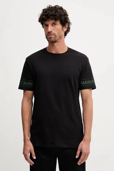 Bavlněné tričko Armani Exchange pánské, černá barva, s potiskem, XM001437 AF10356