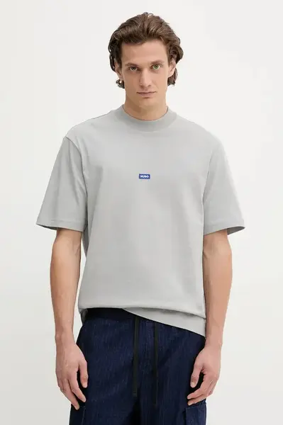 Bavlněné tričko Hugo Blue Nieros pánské, černá barva, 50509991