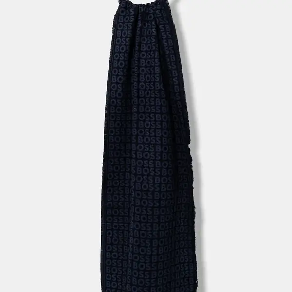 Šála BOSS Tadic_40*180 pánská, černá barva, vzorovaná, 50518661