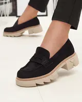 Resti Black women's openwork moccasins on a solid sole Ejina - Footwear