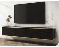 Závěsná TV skříňka Orfeo, 175 cm, černá struktura/zlatá