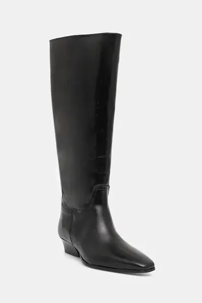 Kožené kozačky Gant Bassotte dámské, černá barva, na podpatku, 31581076