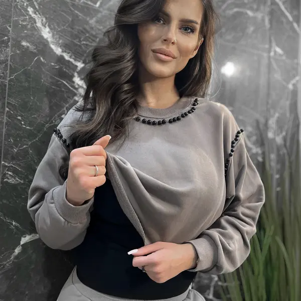 Sweatshirt brown By o la la cxp1213.brown/black