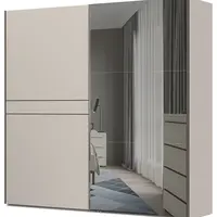 Posuvná šatníková skriňa so zrkadlom 230 baptiste-béžová - s led