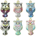 6Pcs 6 Colors Rack Plating Alloy Enamel Pendants