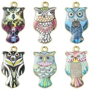 6Pcs 6 Colors Rack Plating Alloy Enamel Pendants