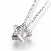 304 Stainless Steel Brass Cubic Zirconia Pendant Necklaces