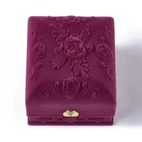 Rose Flower Pattern Velvet Ring Jewelry Boxes