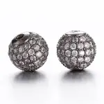 Rack Plating Round Brass Micro Pave Cubic Zirconia Beads