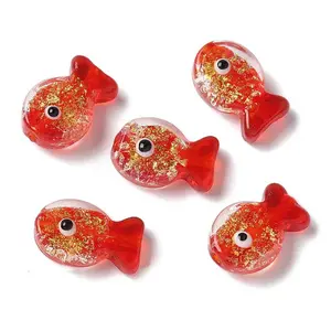 Handmade Foil Lampwork Fish Beads