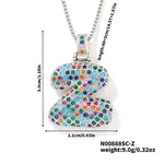 Brass Pave Colorful Cubic Zirconia Letter Pendant Box Chain Necklaces