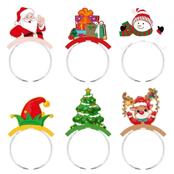 6Pcs Christmas Paper Hairband